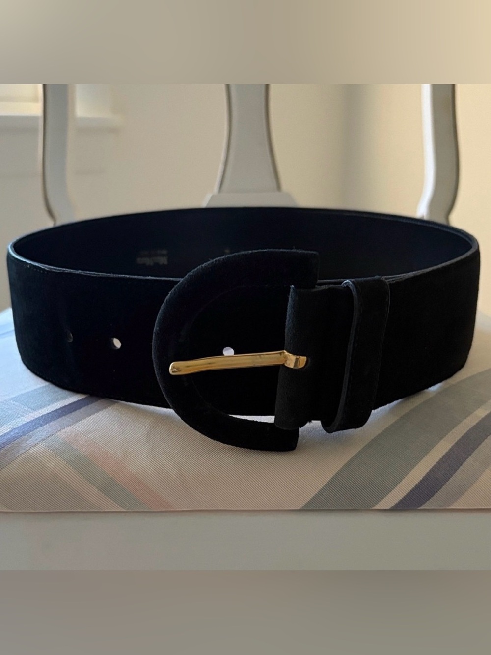 MaxMara Black Suede Leather Wide Belt